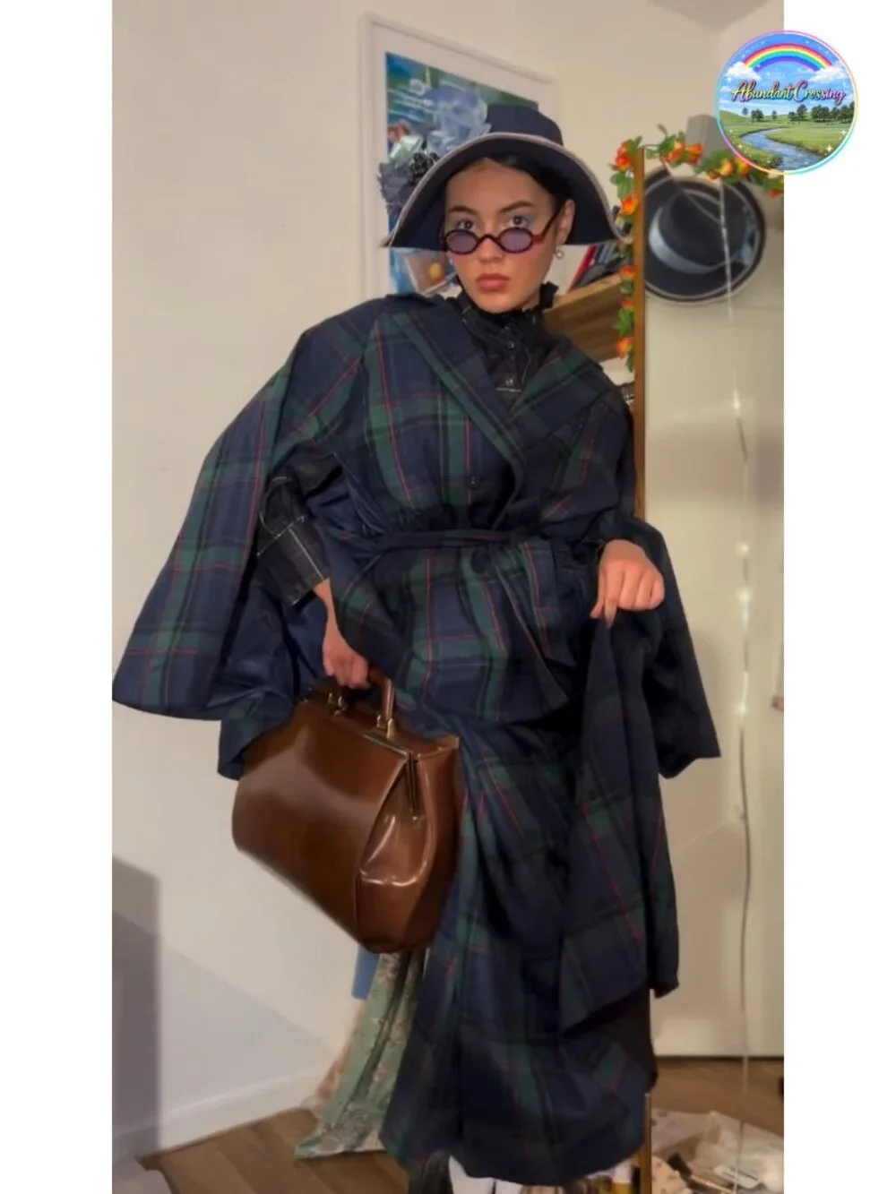 Plaid High Waist Layered Long Skirt with Pockets